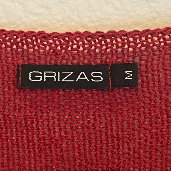 Grizas 100%Linen knit tunic sweater, loose knit, roses appliquee, 3/4 sleeves, M - Picture 3 of 12